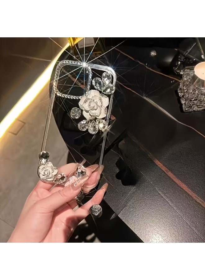 Temu Crystal Clear Phone Case with Dangling Frame and Raised Flower Design Compatible with iPhone 13 Pro