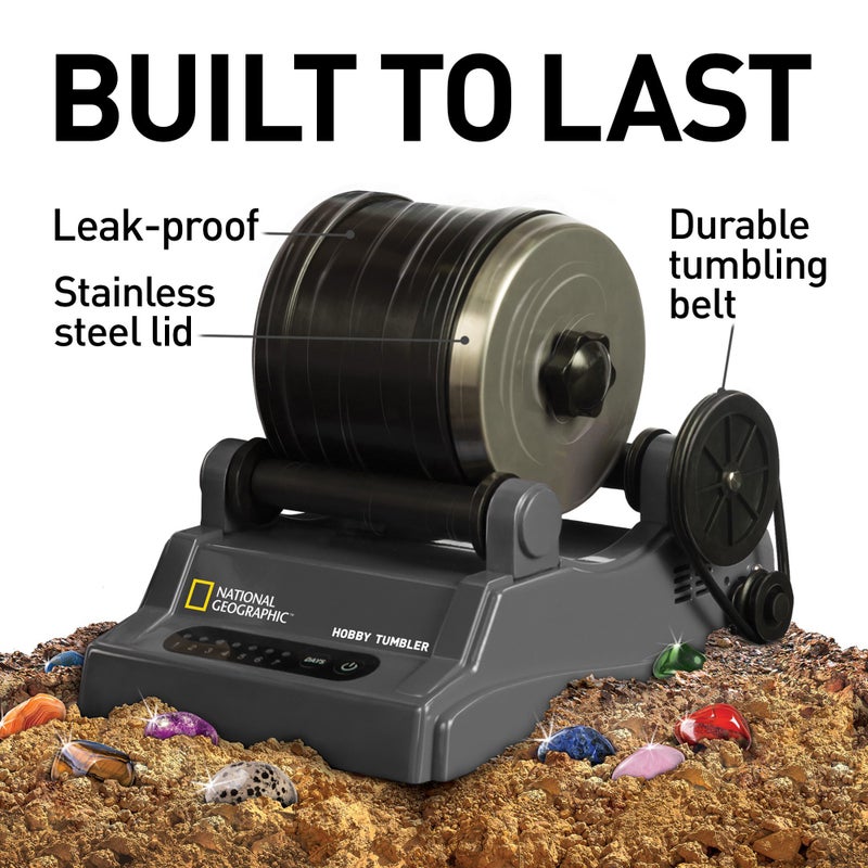 Blue Marble National Geographic Hobby Rock Tumbler Kit - Rock Polisher for Kids & Adults, Noise-Reduced Barrel, Grit, 2.5 Pounds Raw Gemstone & Jasper Mix, Great STEM Hobby Kit - Image 2