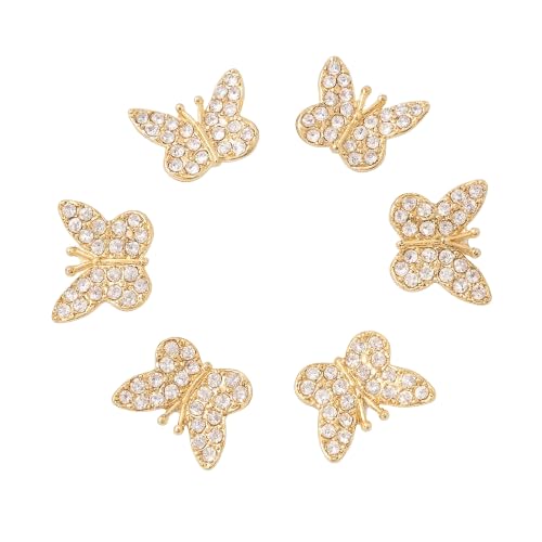 Vrindavanstore.in Golden Butterfly Hair Bits for Women & Girls | Sparkling Crystal Hair Accessories | Elegant Hair Clips for Bun, Braid & Party Hairstyles | Set of 6 Premium Golden Hair Bits - Image 1