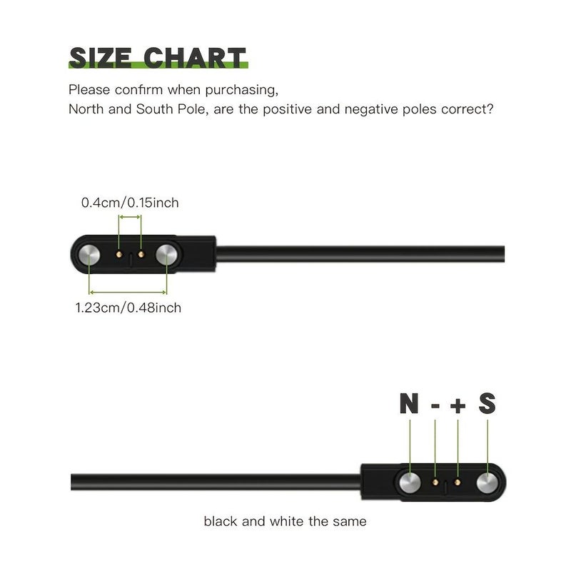 Magnetic Watch Charging Cable 4.0-12.3mm 2P Black USB Charger 1 Pack - Image 2