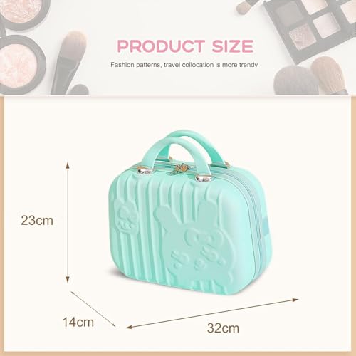SUNBEET Portable Hard Shell Cosmetic Travel Case, Small Travel Hand Luggage with Elastic Band, Mini ABS Carrying Makeup Case Suitcase (C-Pista) - Image 5