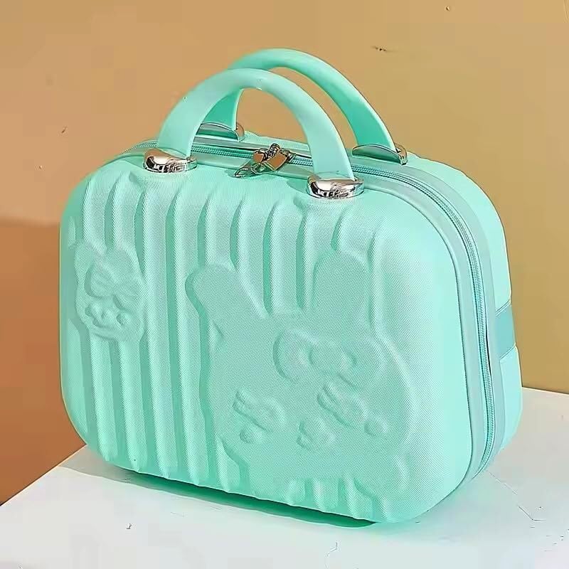 SUNBEET Portable Hard Shell Cosmetic Travel Case, Small Travel Hand Luggage with Elastic Band, Mini ABS Carrying Makeup Case Suitcase (C-Pista) - Image 2