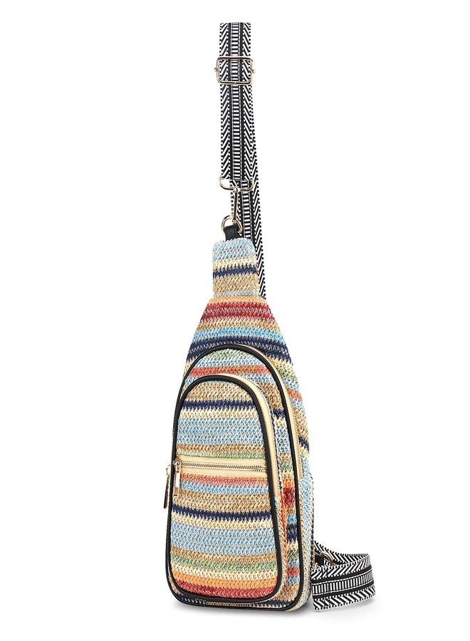 BBORGDC Summer Crossbody Sling Bag for Women, Straw Woven Small Shoulder Purse with Adjustable Strap, Lightweight Vacation & Beach Bag for Travel and Daily Use - Image 1