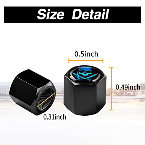 Ajxn 4 Pack Skull Car Wheel Tire Valve Stem Caps Airtight Dust Proof Covers Universal Tire Air Valve Caps for Cars, Trucks, Bicycles, Car Accessories for Men and Women (Blue Scarf Skull #29) - Image 2