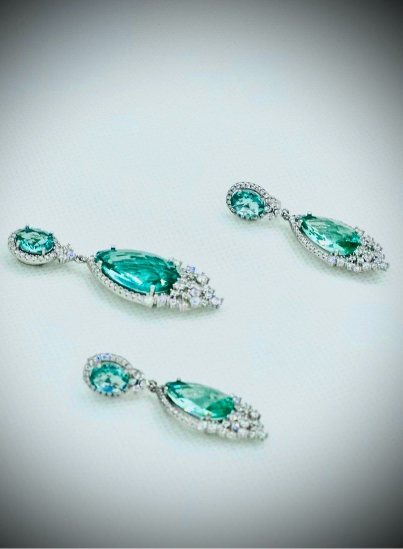 Sterling Silver Pendant with Zircon Stone (6 cm) and Earrings (4 cm) – Elegant Jewelry Set for Women - Image 3