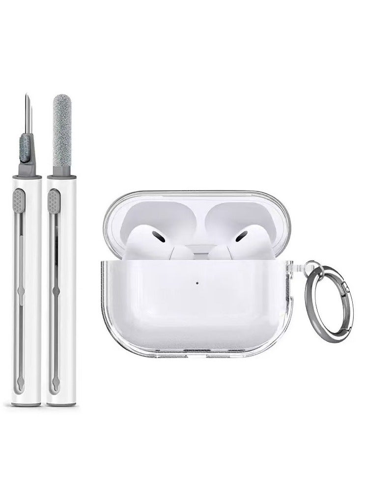 DKNG TPU protective case suitable for AirPods Pro 3 [2025], equipped with cleaning tools and a keychain, shockproof and stain-resistant protective case (transparent) - Image 1
