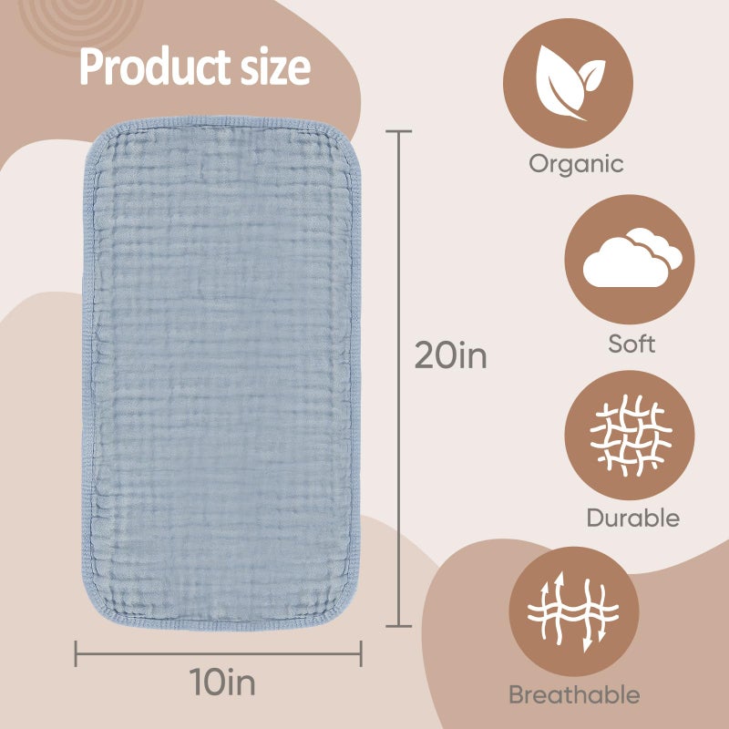 MIGIOL Muslin Burp Cloths 100% Cotton Pack of 12. Soft, Gentle & Absorbent Baby Burp Cloths for Baby Girl & Boys.(Blue & Green 12 Pieces) - Image 2