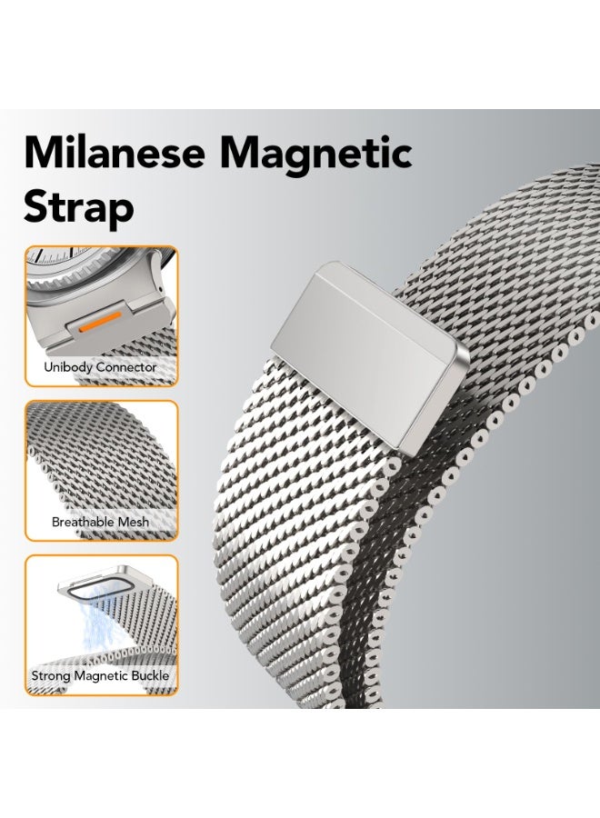 ChicVibe Milanese Metal Bands Compatible with Samsung Galaxy Watch 8 Classic 46mm/Watch 8 44mm/Watch 8 40mm, Metal Mesh No Gap Stainless Steel Milanese Loop Magnetic Strap Replacement for Samsung Galaxy Watch 8 Classic 46mm/Watch 8 44mm/Watch 8 40mm, 22mm watch band width, Silver - Image 5