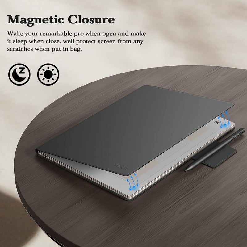 Ayotu Case for Remarkable Paper Pro, Premium PU Leather Book Folio with Pen-Buckle, Smart Magnetic Cover Only for Remarkable Paper Pro 11.8 inch, Bundle with Premium Membership (Black) - Image 5