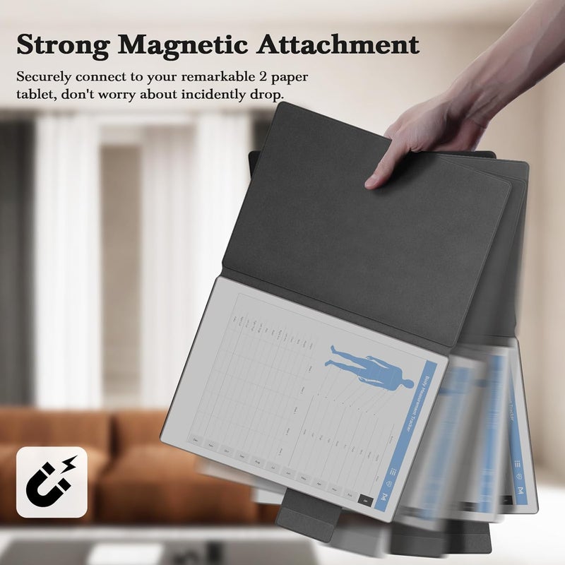 Ayotu Case for Remarkable Paper Pro, Premium PU Leather Book Folio with Pen-Buckle, Smart Magnetic Cover Only for Remarkable Paper Pro 11.8 inch, Bundle with Premium Membership (Black) - Image 3