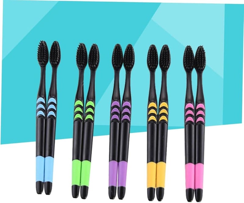 10Pcs Soft Bristle Toothbrushes With Slip Handle For Oral Care Random Colors - Image 4