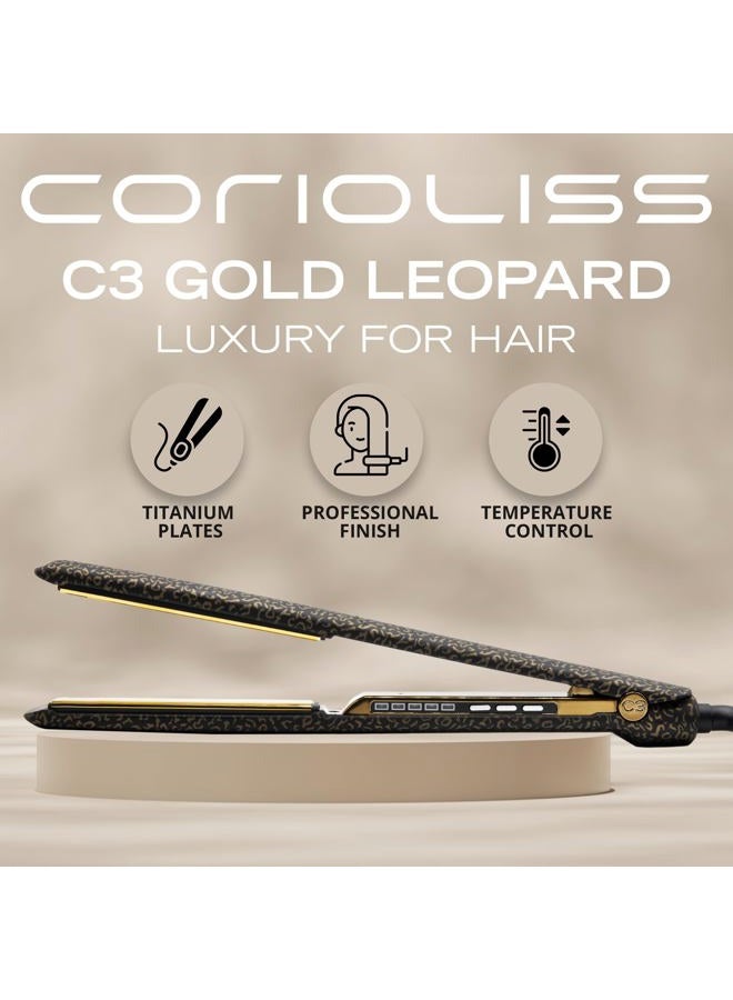 Corioliss C3 Hair Straightener for Women Professional Titanium Plates Flat Iron (Leopard Gold Soft Touch) - Image 2
