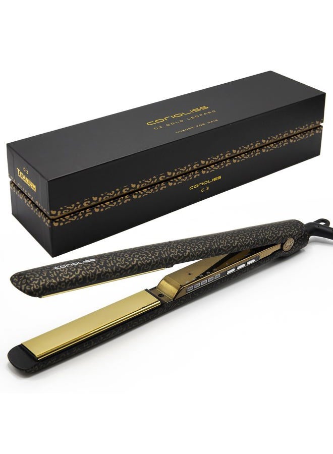 Corioliss C3 Hair Straightener for Women Professional Titanium Plates Flat Iron (Leopard Gold Soft Touch) - Image 1