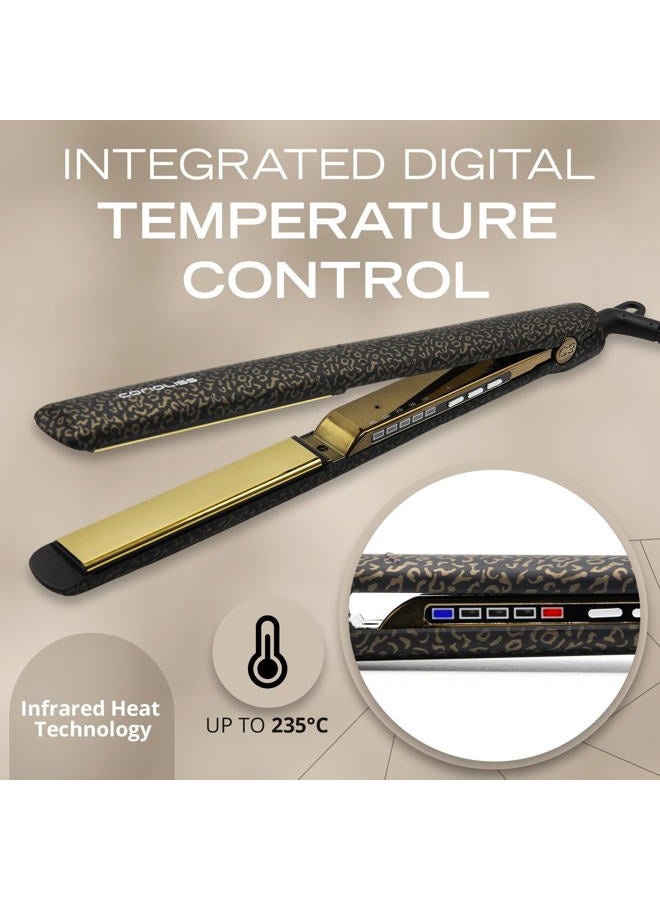 Corioliss C3 Hair Straightener for Women Professional Titanium Plates Flat Iron (Leopard Gold Soft Touch) - Image 3