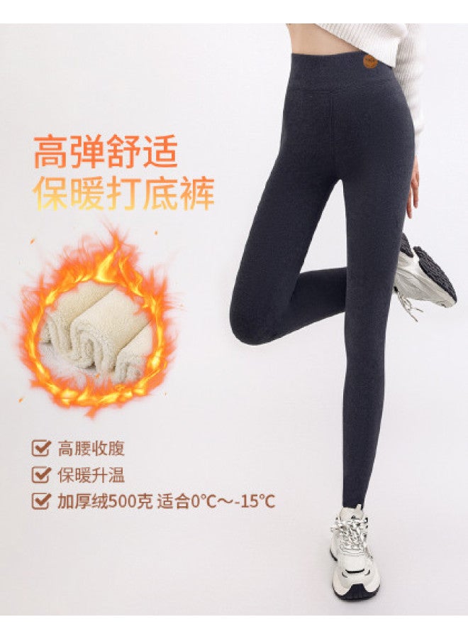 pincai High-Waist Thickened Fleece Leggings, Versatile And Basic For Autumn And Winter, Warm, Stretchy, Comfortable, And Suitable For Outerwear - Image 1