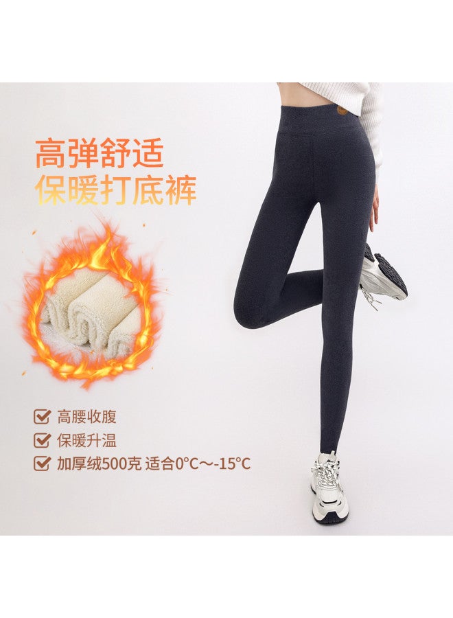pincai High-Waist Thickened Fleece Leggings, Versatile And Basic For Autumn And Winter, Warm, Stretchy, Comfortable, And Suitable For Outerwear - Image 2