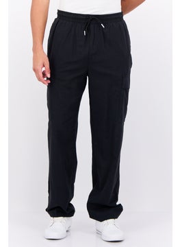 Jack Jones Men Looses Fit Solid Cargo Pants, Black  - Image 1