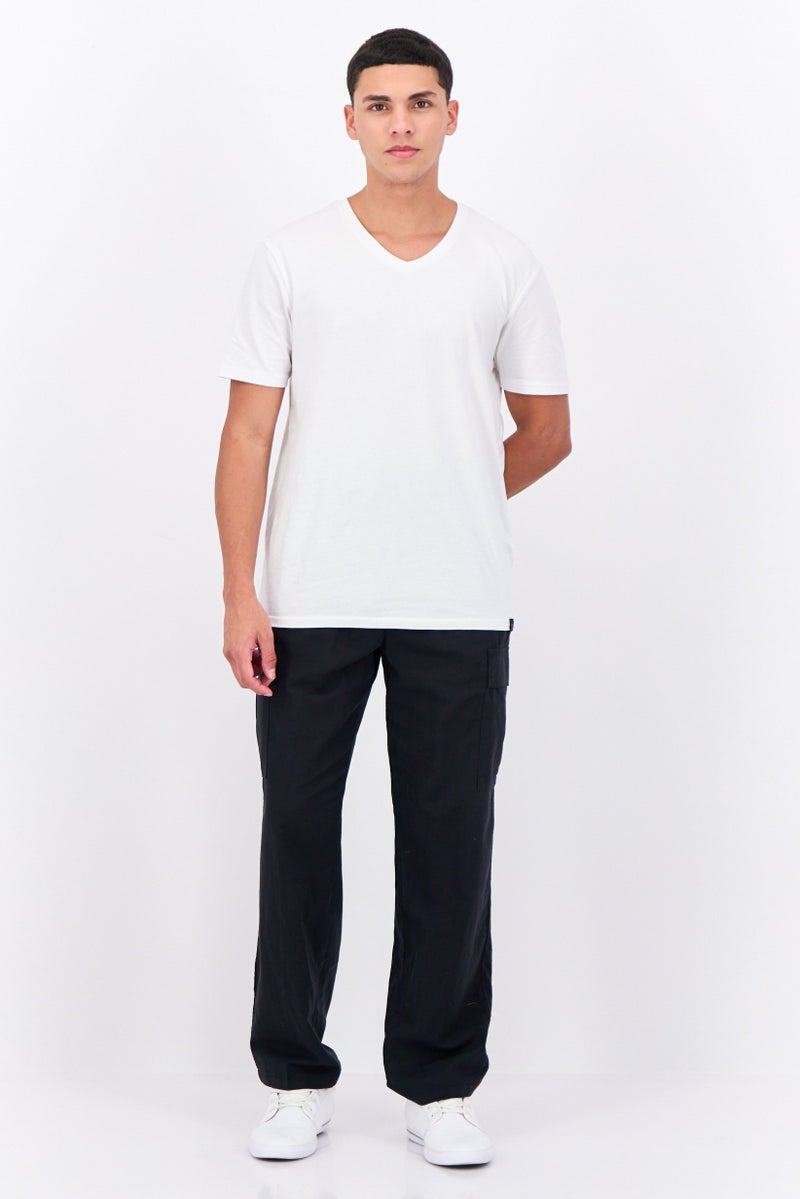 JACK & JONES Men Looses Fit Solid Cargo Pants, Black - Image 4