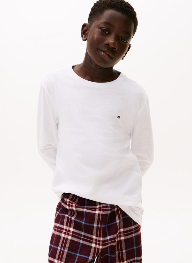 تومي هيلفيغر طقم تي شيرت قطعتين للأطفال بياقة دائرية وشعار - Image 3