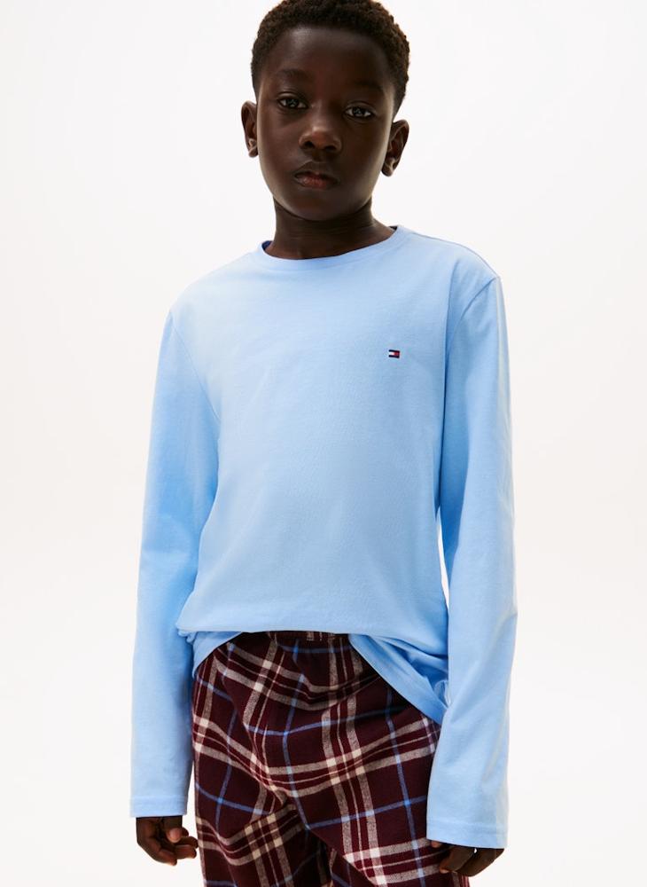 تومي هيلفيغر طقم تي شيرت قطعتين للأطفال بياقة دائرية وشعار - Image 4