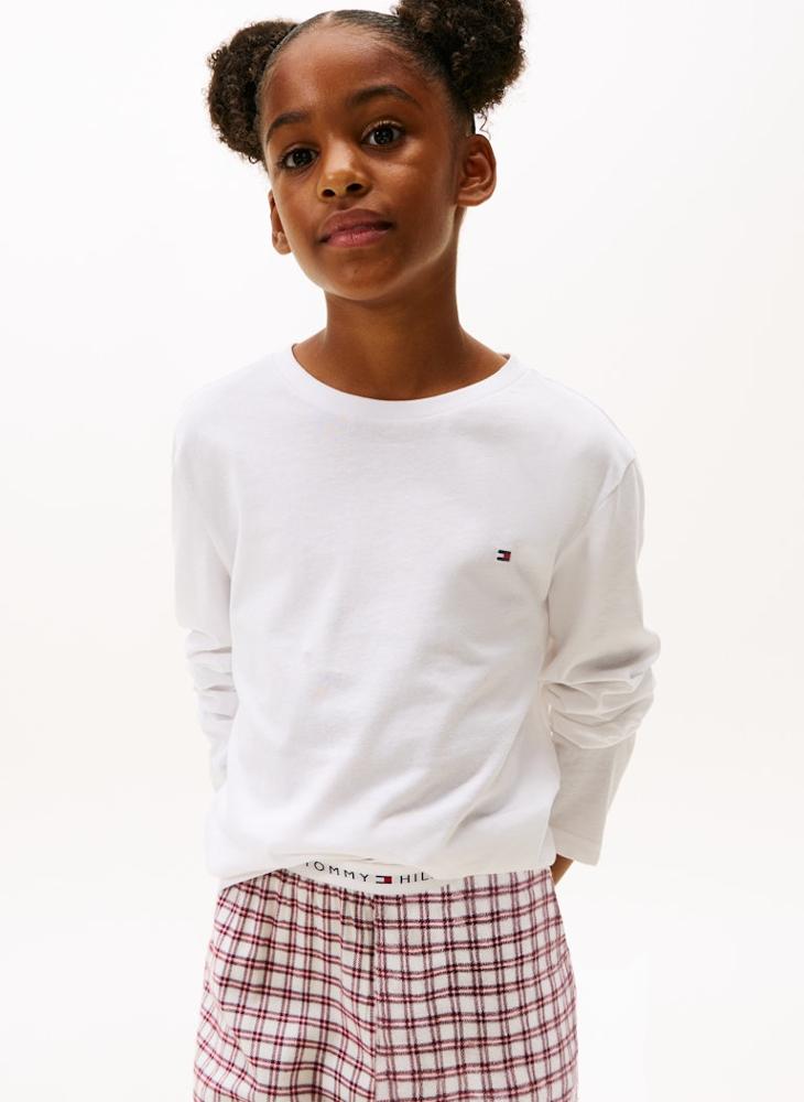 تومي هيلفيغر طقم تي شيرت قطعتين للأطفال بياقة دائرية وشعار - Image 2