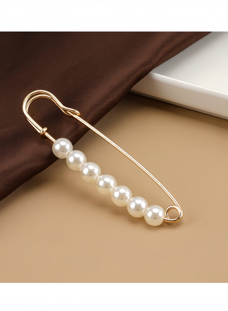 4PCS Faux Pearl Waist Pins Scarf Safety Hijab Clips Shawl Buckle Pins Brooch Sweater Pins Brooches For Women - Image 4