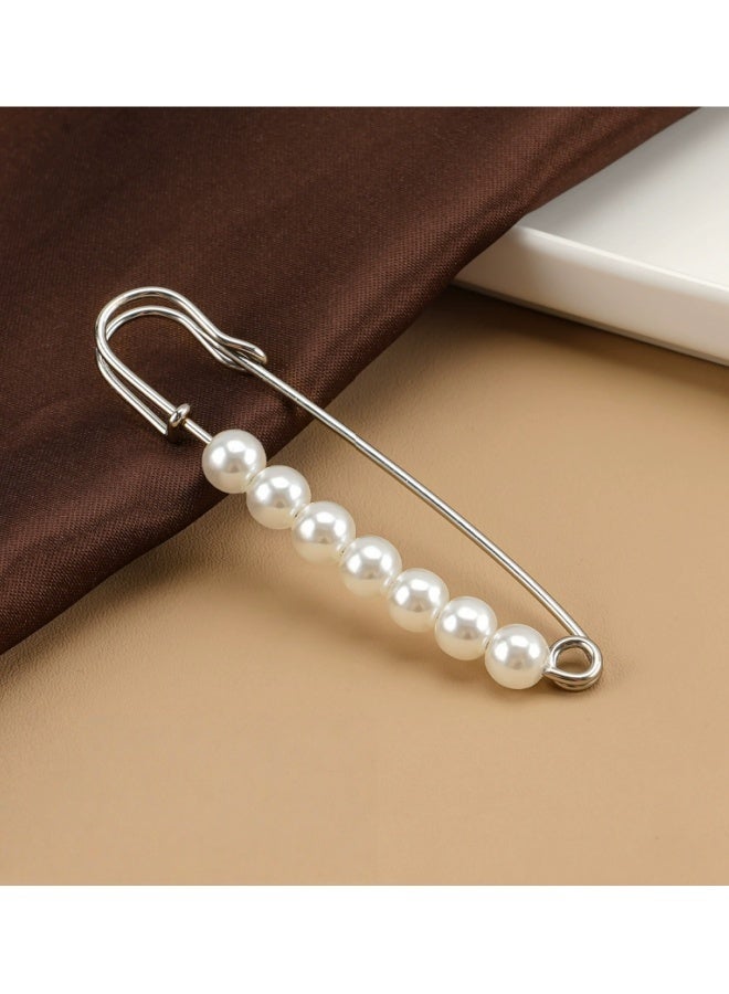 4PCS Faux Pearl Waist Pins Scarf Safety Hijab Clips Shawl Buckle Pins Brooch Sweater Pins Brooches For Women - Image 5