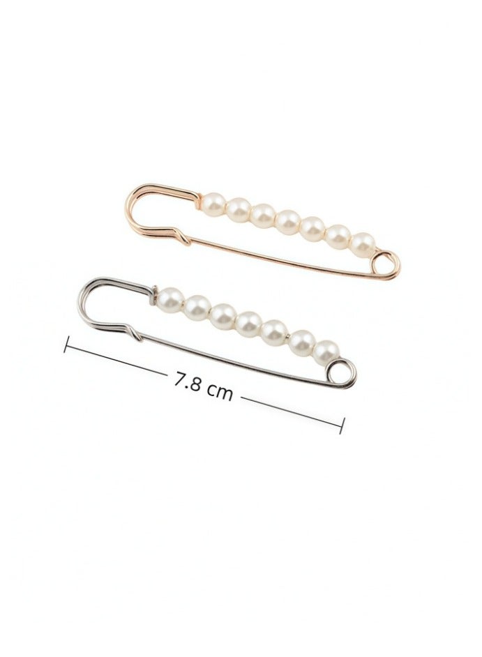 4PCS Faux Pearl Waist Pins Scarf Safety Hijab Clips Shawl Buckle Pins Brooch Sweater Pins Brooches For Women - Image 3