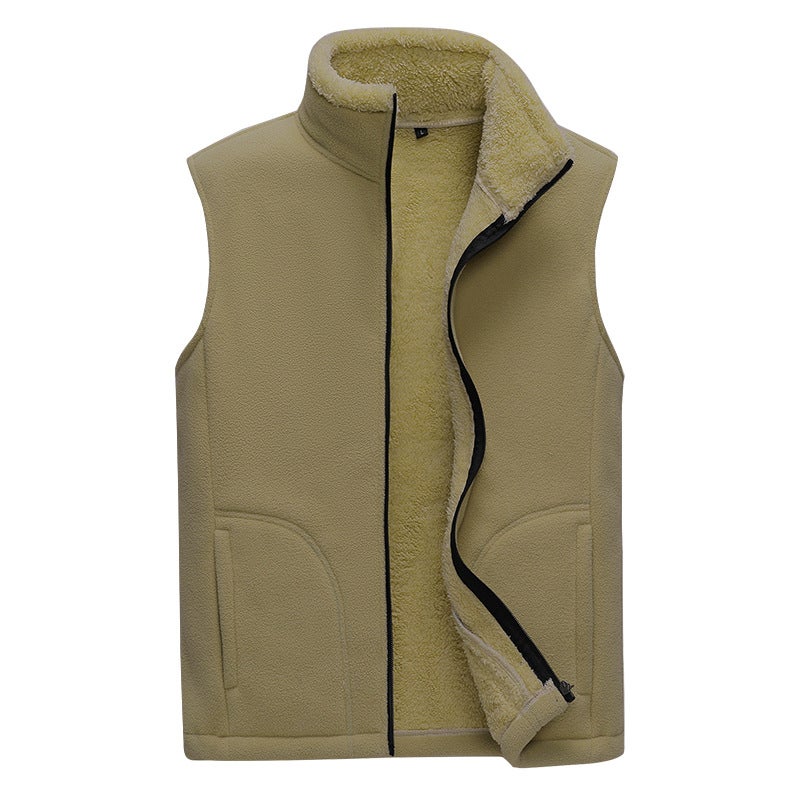 New Fleece Fleece Vest Men'S Fashion Trend Leisure Sports Solid Color Stand Collar Vest - Image 2