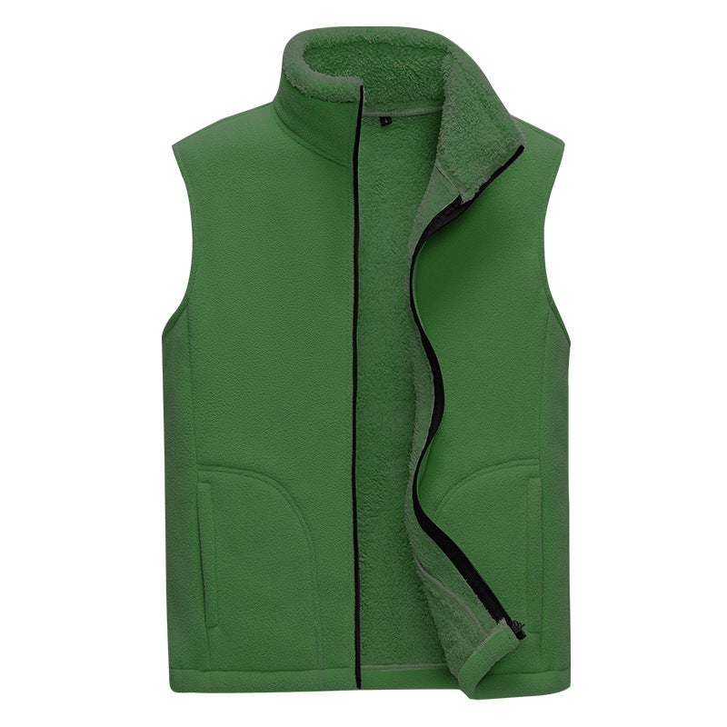 New Fleece Fleece Vest Men'S Fashion Trend Leisure Sports Solid Color Stand Collar Vest - Image 5