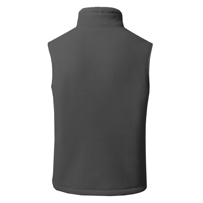 New Fleece Fleece Vest Men'S Fashion Trend Leisure Sports Solid Color Stand Collar Vest - Image 3