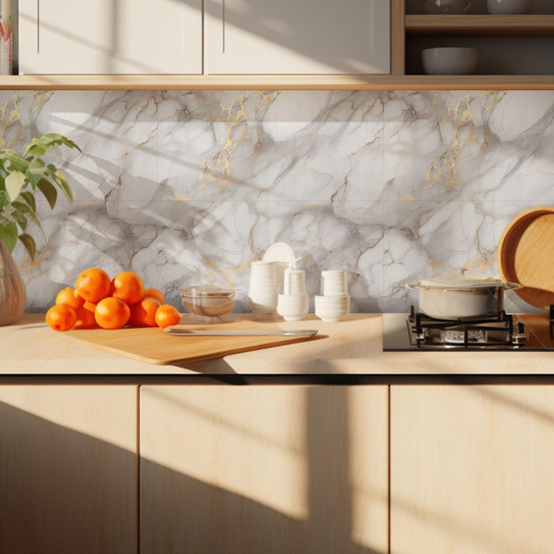WADILE 23.6"x11.8" Waterproof Marble Peel and Stick Wall Panels Marble Tile PVC Backsplash Tiles for Kitchen, Bathroom, Living Room, Bedroom 20 Pack Gold - Image 5