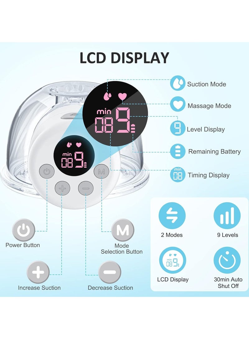 عبوتان من مضخة الثدي القابلة للارتداء، مضخة ثدي قابلة للارتداء بدون ذراع، مضخة ثدي مزدوجة الجوانب، مضخة ثدي بدون استخدام اليدين، مضخة ثدي أوتوماتيكية محمولة صامتة، مضخة ثدي كهربائية بوضعين و9 مستويات، حرية استخدام أيدي الأم، مناسبة للأمهات العاملات، حافة 24 مم (أبيض) - Image 5