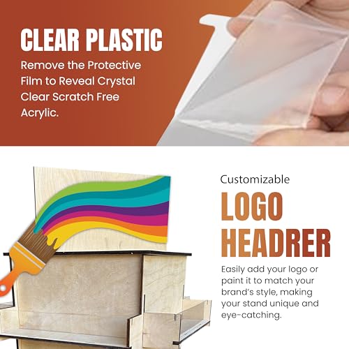 TORCHED DISPLAYS 4Sided Rotating Display Stand Craft Shows Trade Shows Markets Small MediumSized Items like Stickers Postcards Coasters Note Pads Napkins HeavyDuty Easy to Assemble Natural - Image 3