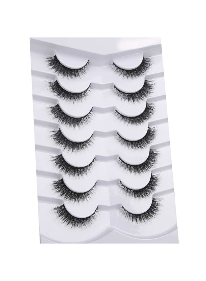 Pooplunch False Eyelashes Extension Volume Cat Eye Look Natural Wispy Short Volume 8D Fake Eyelashes Faux Mink Strip Lashes 7 Pairs Pack - Image 5