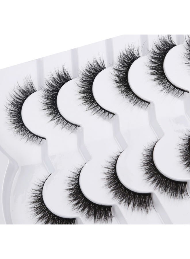 Pooplunch False Eyelashes Extension Volume Cat Eye Look Natural Wispy Short Volume 8D Fake Eyelashes Faux Mink Strip Lashes 7 Pairs Pack - Image 4