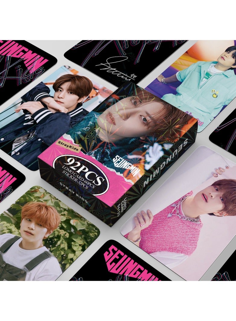92Pcs STRAYKIDS Skz Seungmin New Album STR-STAR Lomo Card 60PCS and Sticker 32Pcs - Image 1