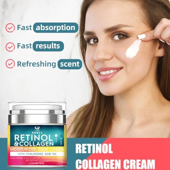 SORYA Retinol & Collagen Face Cream – Anti-Aging Moisturizer for Wrinkles & Fine Lines | Hyaluronic Acid & Peptides | Hydrates & Restores Skin Elasticity - Image 5