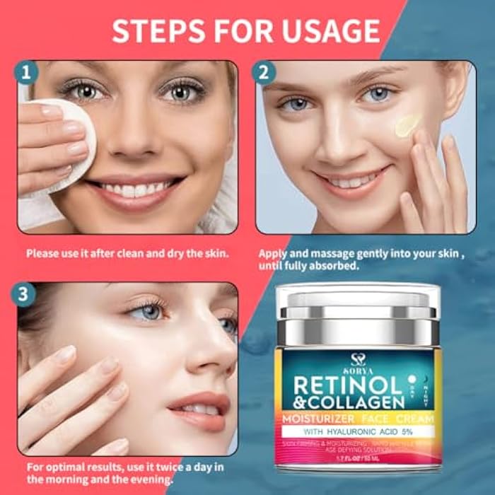 SORYA Retinol & Collagen Face Cream – Anti-Aging Moisturizer for Wrinkles & Fine Lines | Hyaluronic Acid & Peptides | Hydrates & Restores Skin Elasticity - Image 4