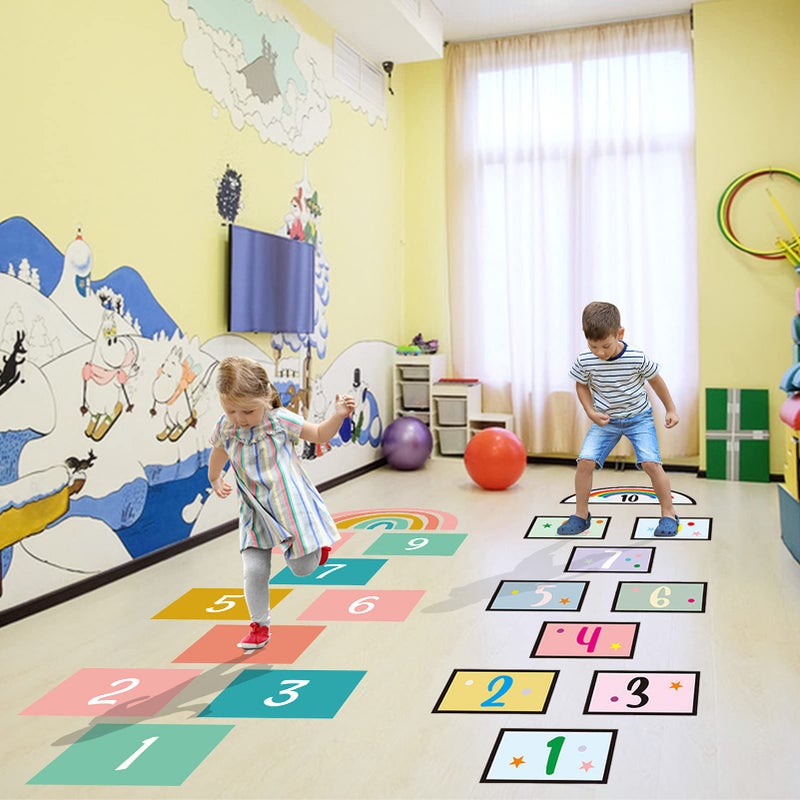 KMOTASUO Hopscotch Game DIY Cartoon Grid Game Stickers Creative Hopscotch Stickers for Kids 20 Number Decals Bedroom Floor Decor Nursery Ground Corridor Game 2 Sets