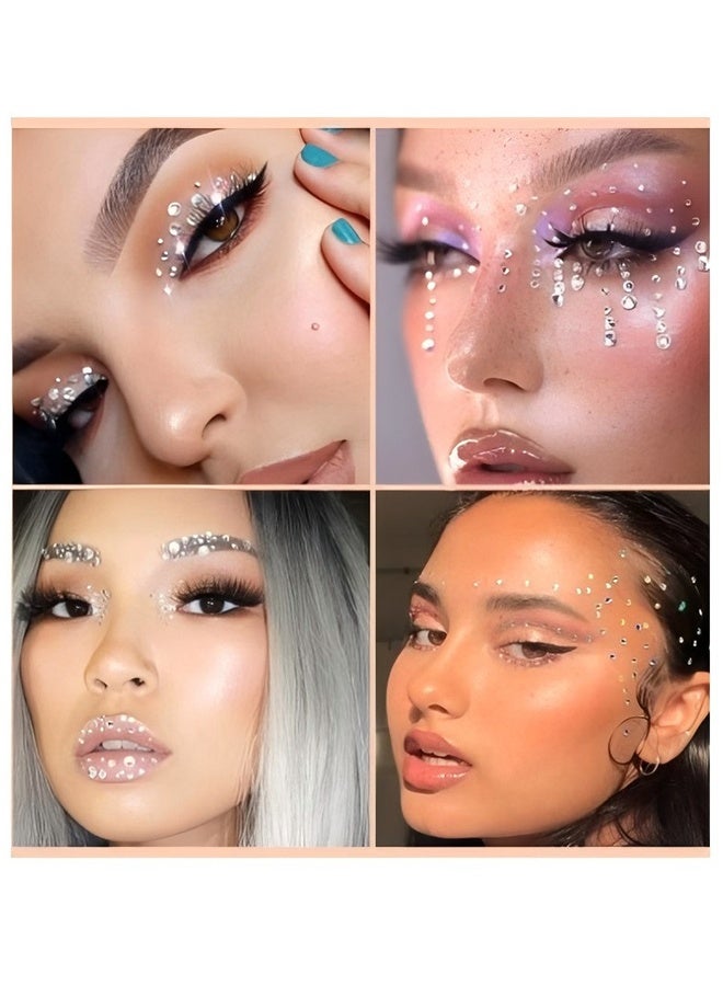 4-Sheet Face Gems Self Adhesive Face Rhinestones Nail Self Adhesive Rhinestones Hair Pearls Accessories Eye Gems Jewelryfor Makeup Festival,Pearl Rhinestones Stickers For Face, Hair,Eye - Image 4