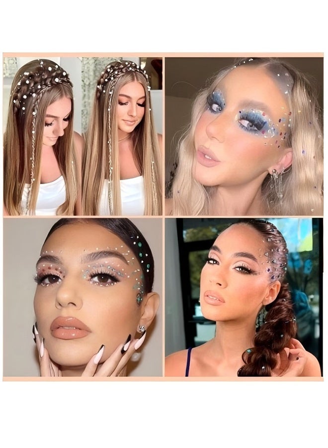 4-Sheet Face Gems Self Adhesive Face Rhinestones Nail Self Adhesive Rhinestones Hair Pearls Accessories Eye Gems Jewelryfor Makeup Festival,Pearl Rhinestones Stickers For Face, Hair,Eye - Image 2