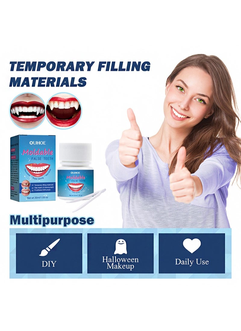 2 Pieces Of Moldable False Teeth，Temporary Teeth Restoration Kit, For Filling Lost And Broken Teeth