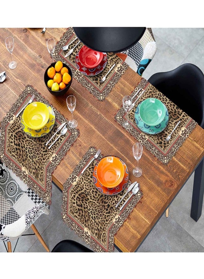 Yibeas Leopard Cloth Napkins Dinner Table Napkins Animal Leopard Print Decorative Border Washable Reusable Napkins Set of 4 Home Holiday Party Wedding - Image 4