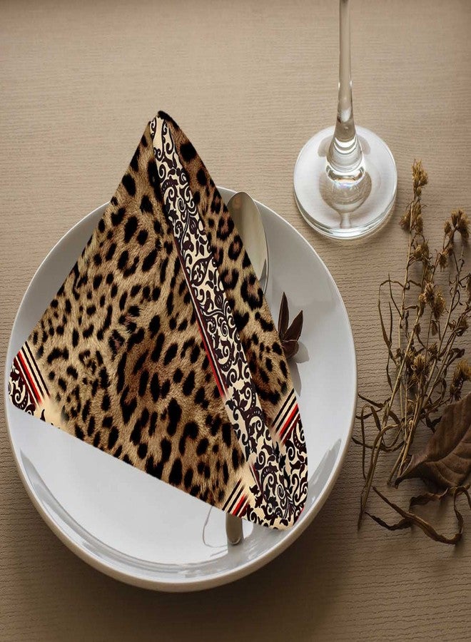 Yibeas Leopard Cloth Napkins Dinner Table Napkins Animal Leopard Print Decorative Border Washable Reusable Napkins Set of 4 Home Holiday Party Wedding - Image 3