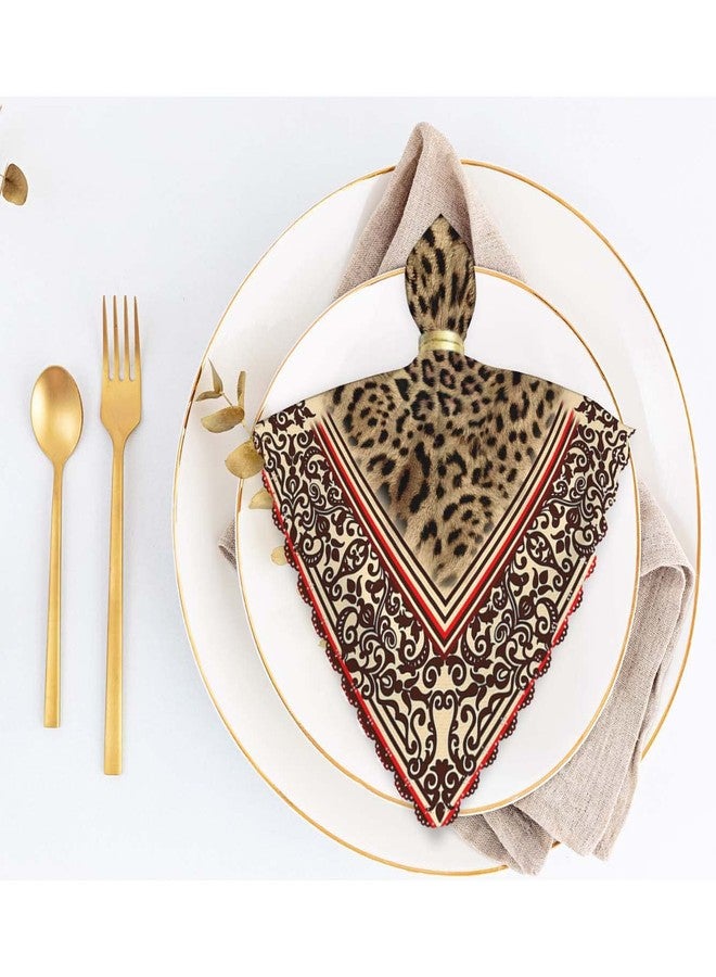 Yibeas Leopard Cloth Napkins Dinner Table Napkins Animal Leopard Print Decorative Border Washable Reusable Napkins Set of 4 Home Holiday Party Wedding - Image 5