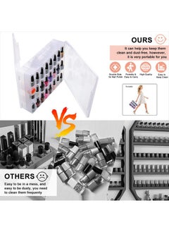 Subay SUBAY Portable Nail Polish Organizer, Clear Double Side Nail Polish Holder,Gel Nail Storage for 48 Bottles with 6 Adjustable Dividers in Each Side Space Saver  - Image 2