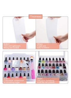 Subay SUBAY Portable Nail Polish Organizer, Clear Double Side Nail Polish Holder,Gel Nail Storage for 48 Bottles with 6 Adjustable Dividers in Each Side Space Saver  - Image 3