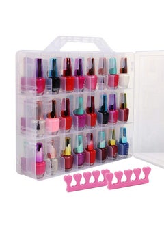 Subay SUBAY Portable Nail Polish Organizer, Clear Double Side Nail Polish Holder,Gel Nail Storage for 48 Bottles with 6 Adjustable Dividers in Each Side Space Saver  - Image 1