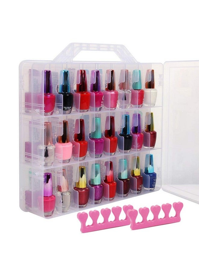 SUBAY Portable Nail Polish Organizer, Clear Double Side Nail Polish Holder,Gel Nail Storage for 48 Bottles with 6 Adjustable Dividers in Each Side Space Saver - Image 1